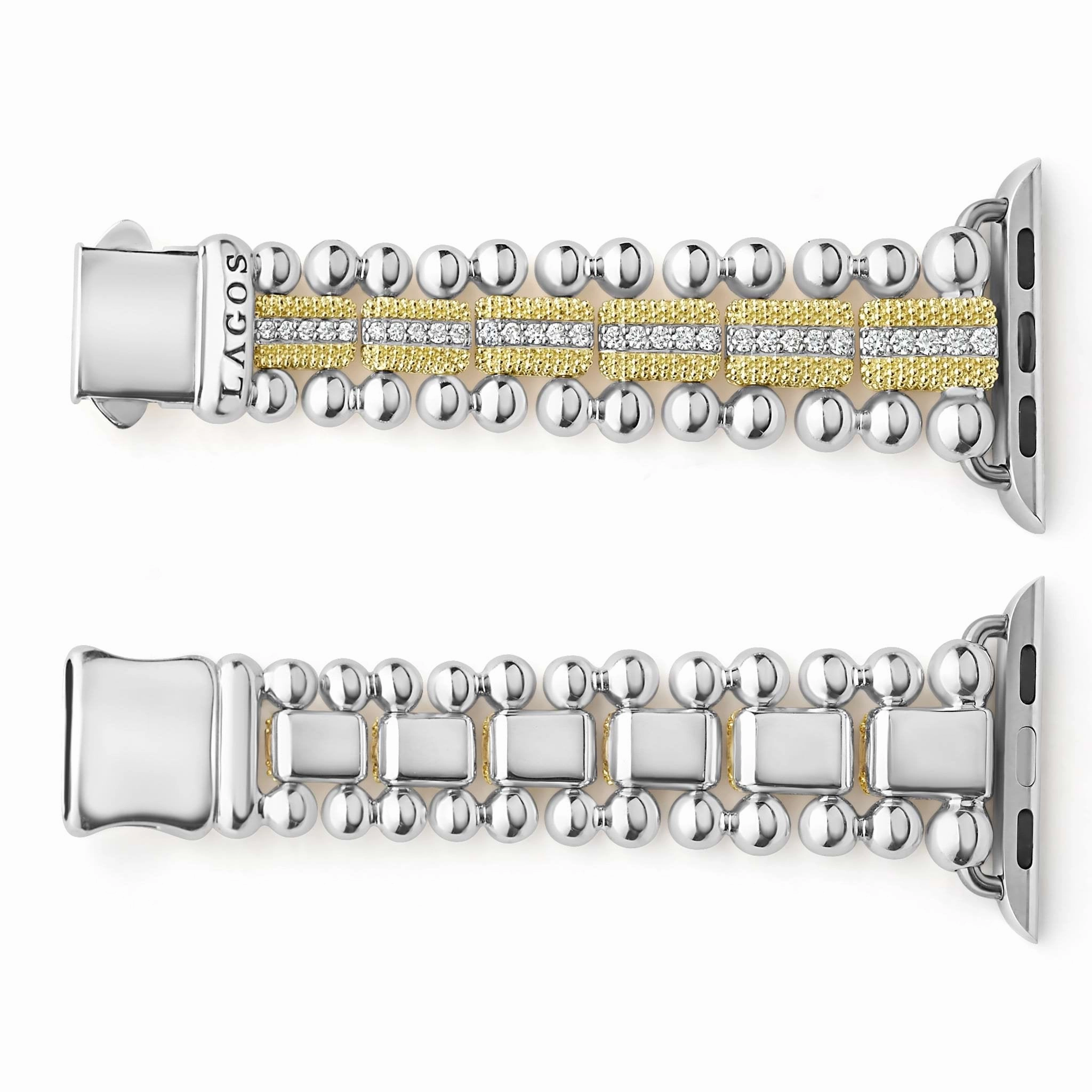Smart Caviar 18K Gold and Diamond Caviar Beaded Watch Bracelet-38-45mm