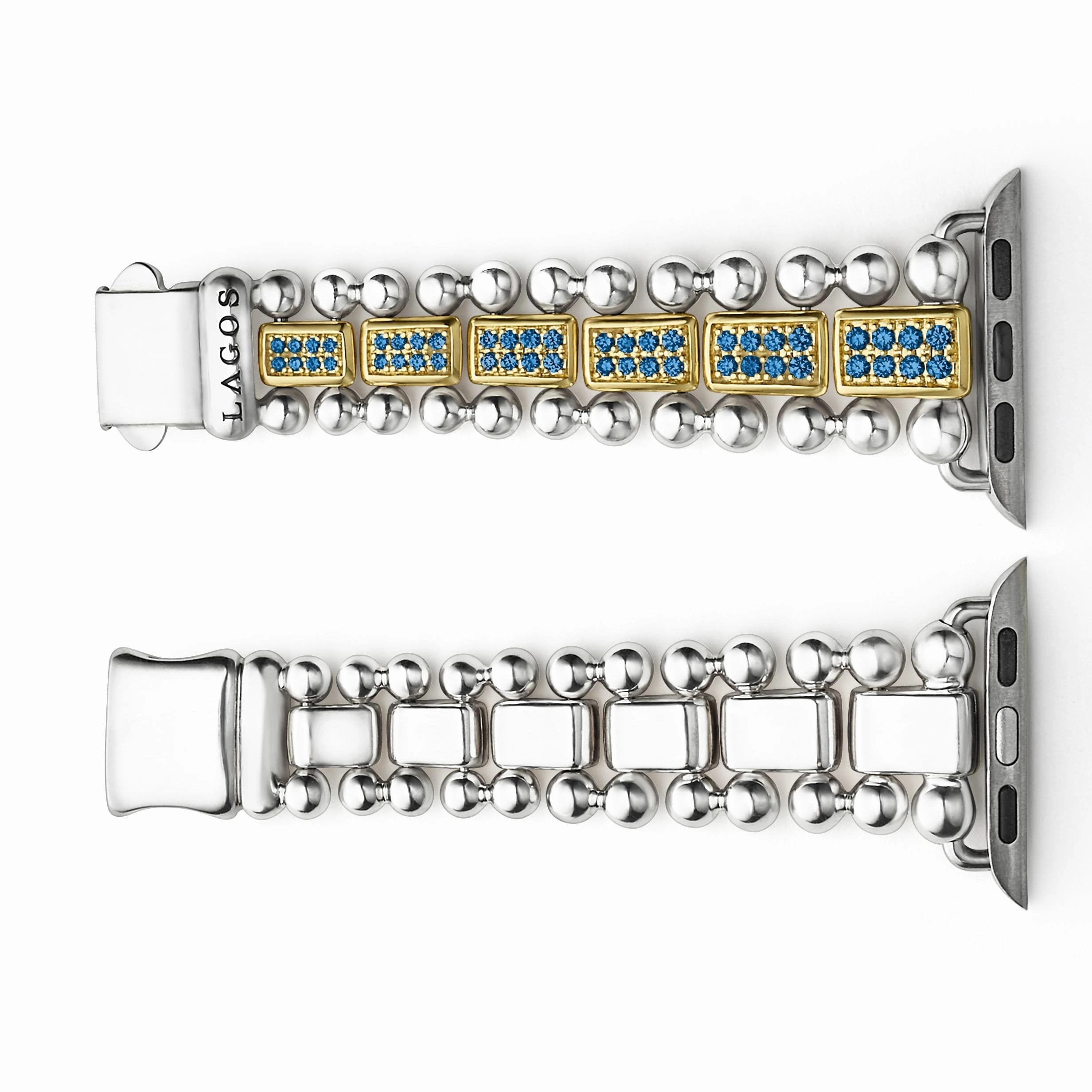 Smart Caviar 18K Gold and Sterling Silver Blue Sapphire Watch Bracelet-38-45mm