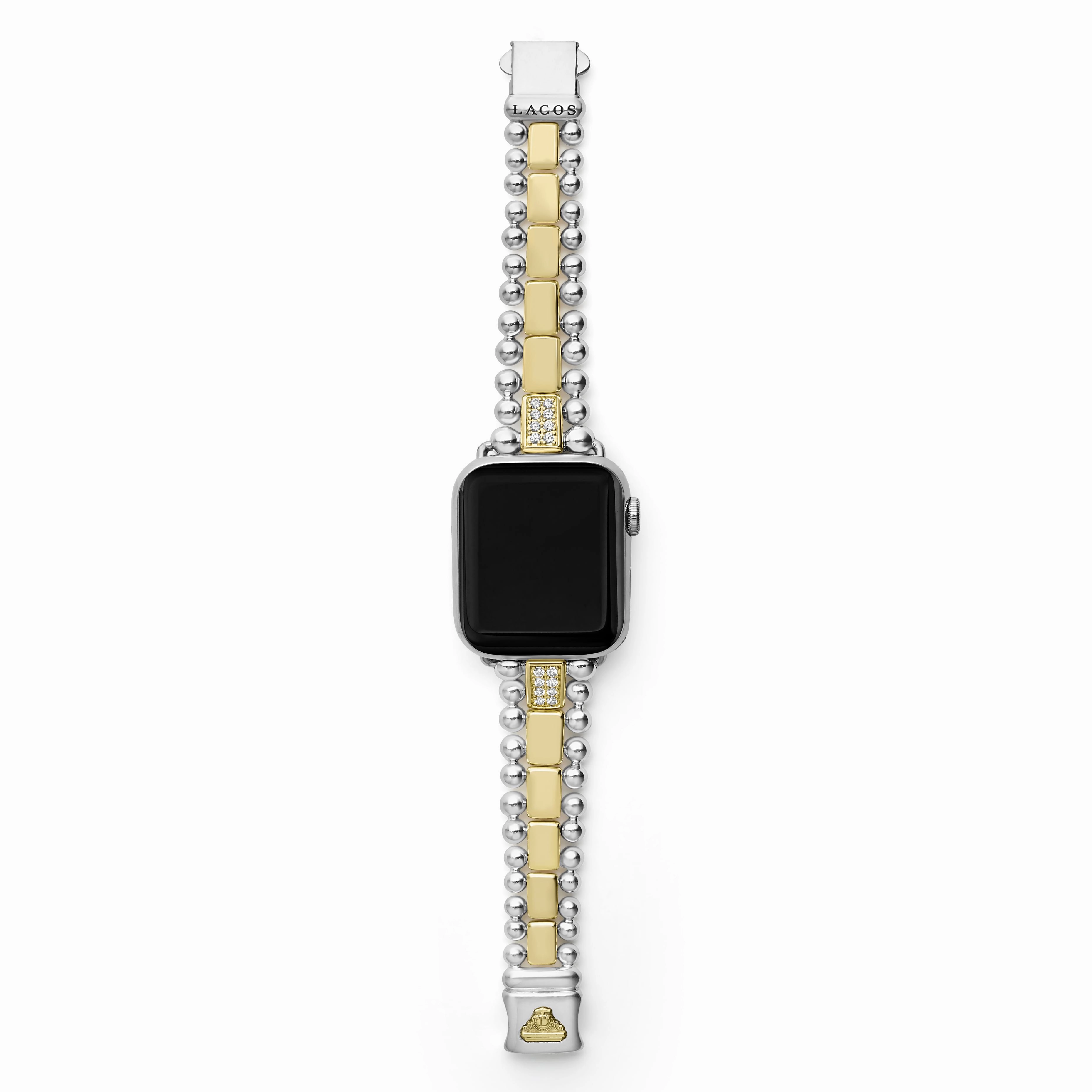 Smart Caviar 18K Gold and Sterling Silver Single Diamond Watch Bracelet-38-45mm