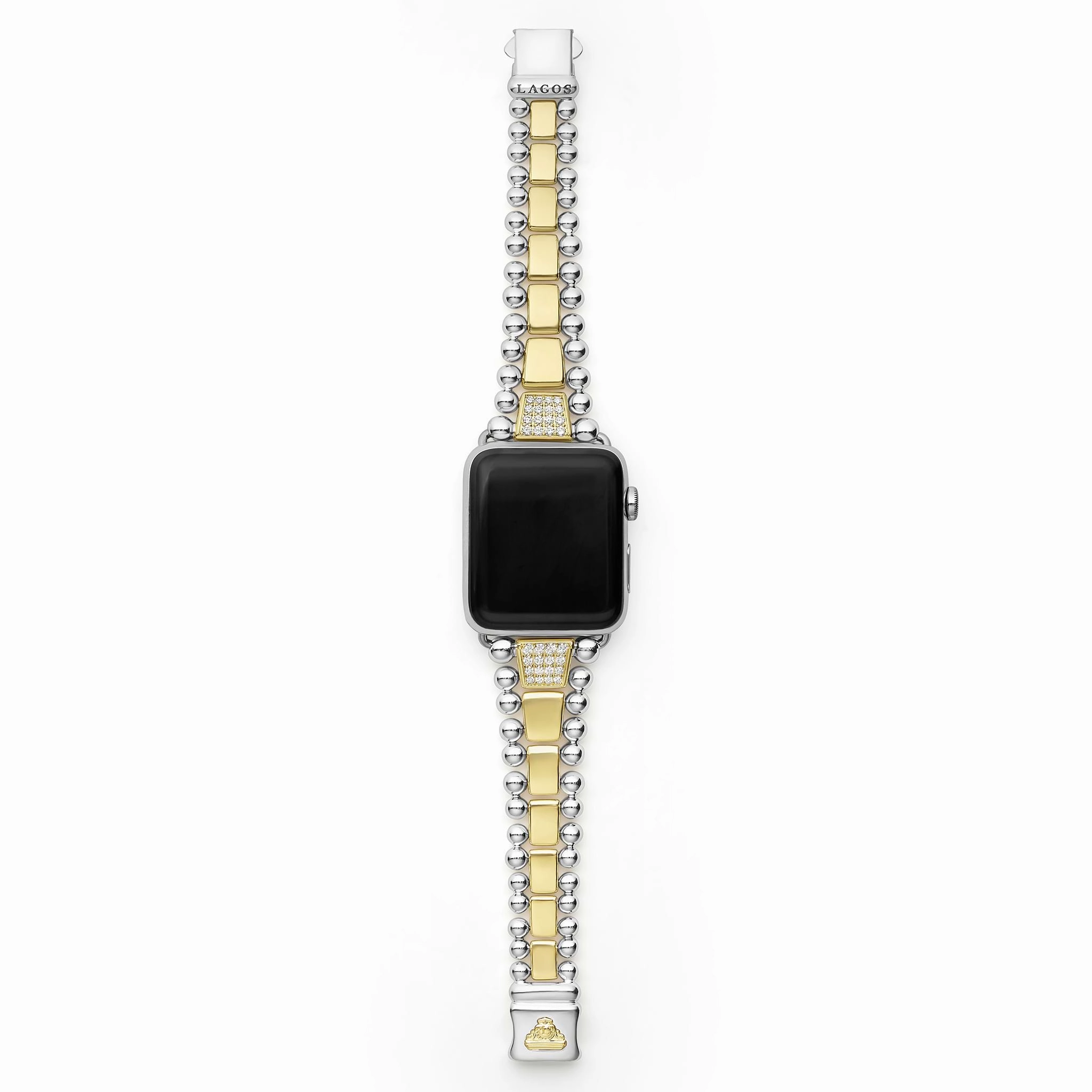 Smart Caviar 18K Gold and Sterling Silver Single Diamond Watch Bracelet-42-49mm
