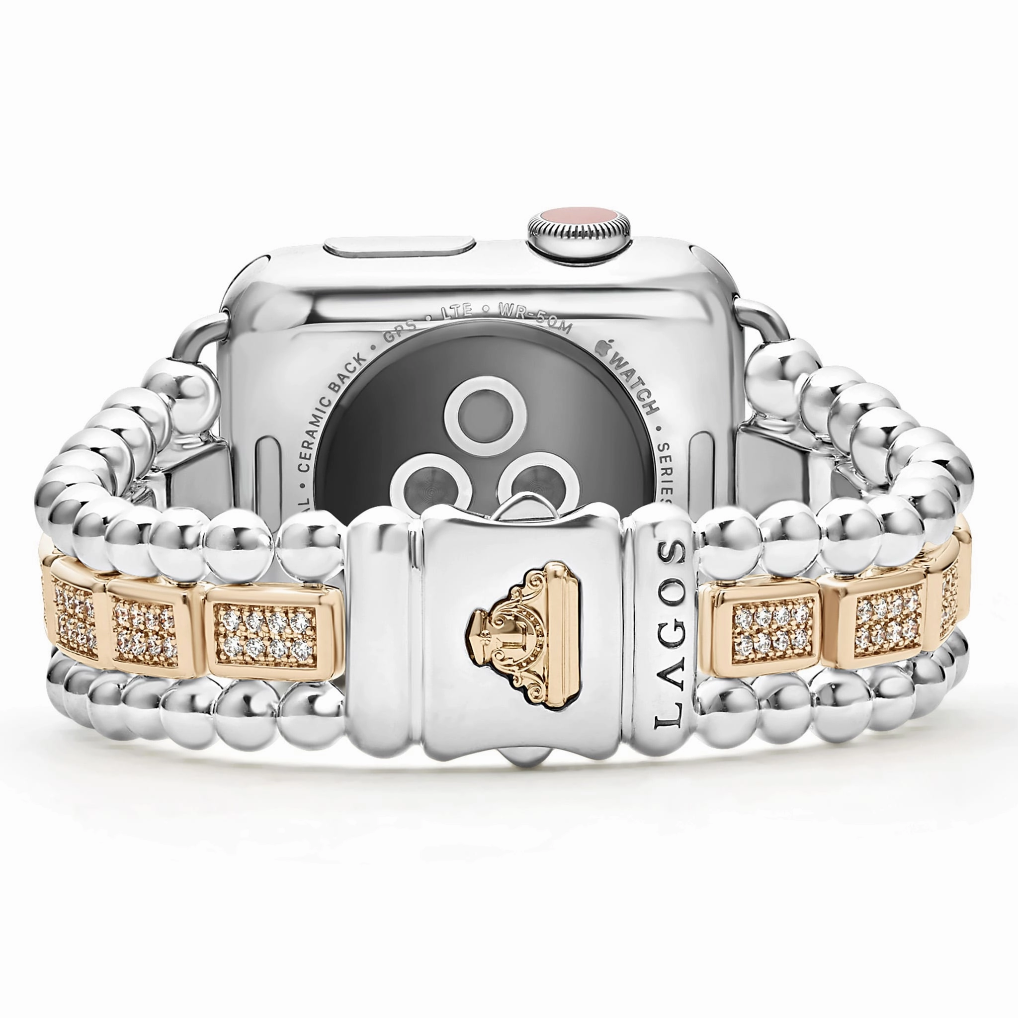Smart Caviar 18K Rose Gold and Sterling Silver Full Diamond Watch Bracelet-38-45mm