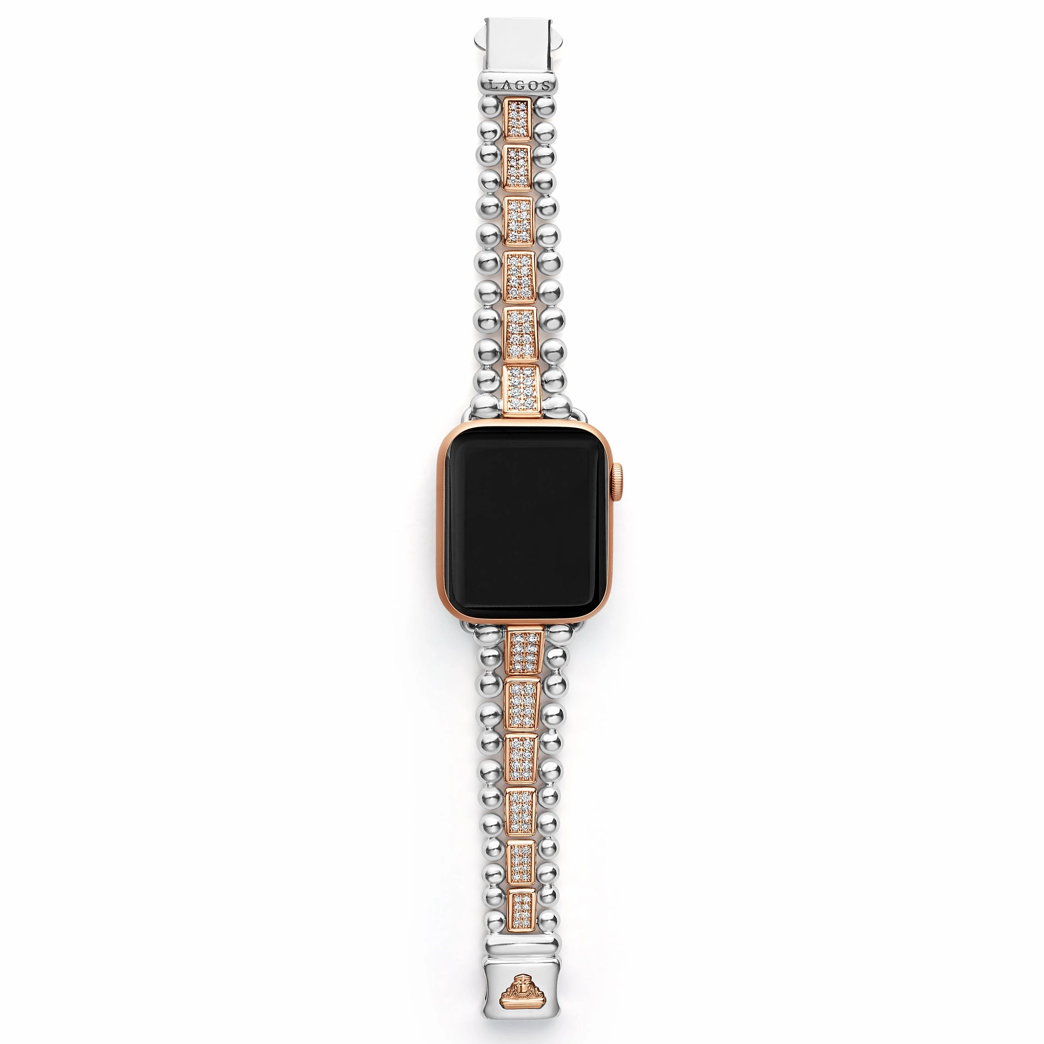 Smart Caviar 18K Rose Gold and Sterling Silver Full Diamond Watch Bracelet-38-45mm