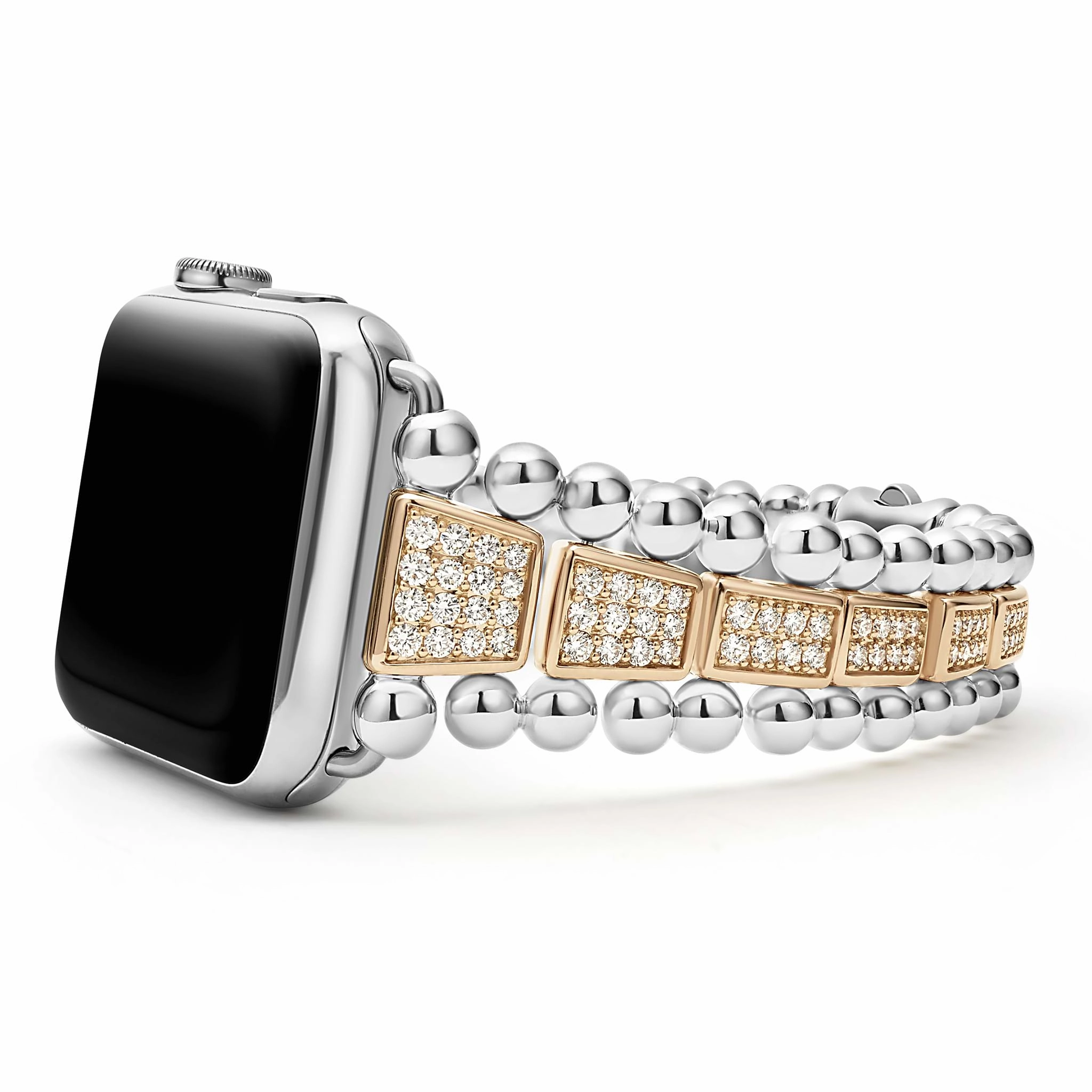 Smart Caviar 18K Rose Gold and Sterling Silver Full Diamond Watch Bracelet-42-49mm
