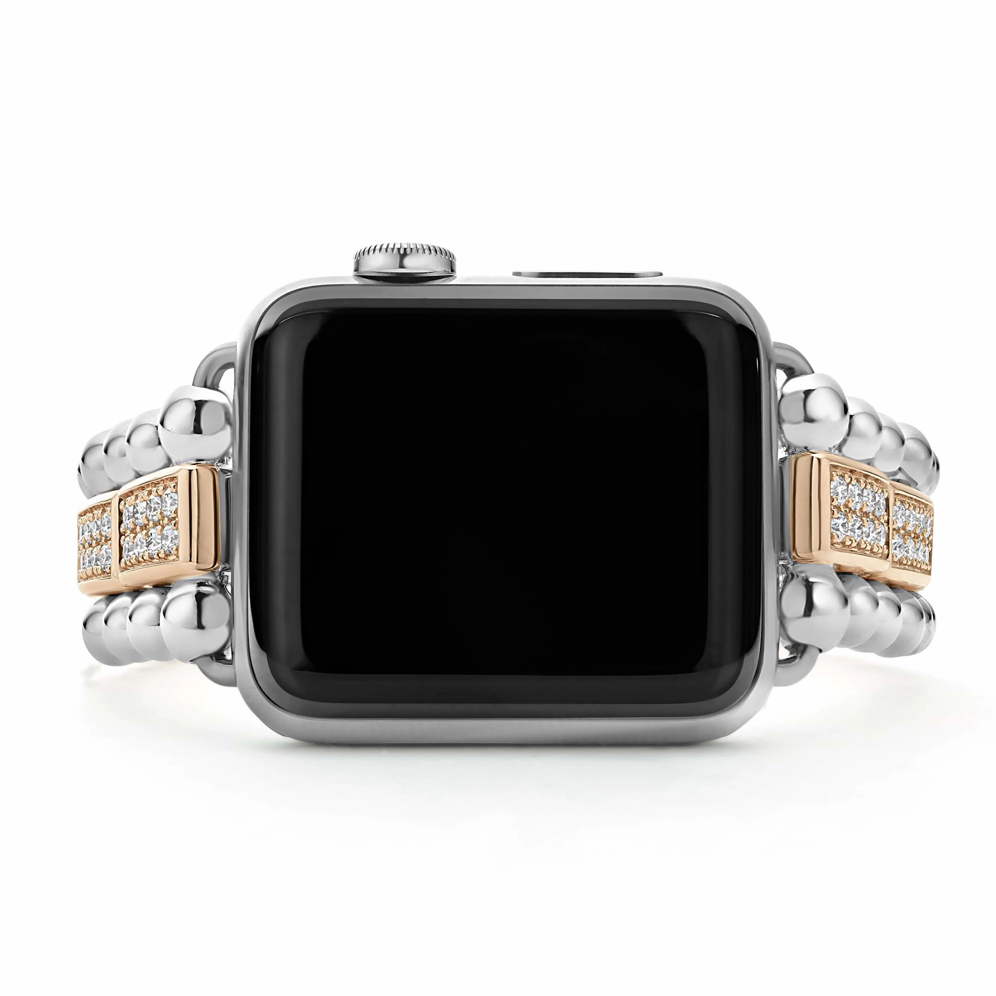 Smart Caviar 18K Rose Gold and Sterling Silver Half Diamond Watch Bracelet-38-45mm