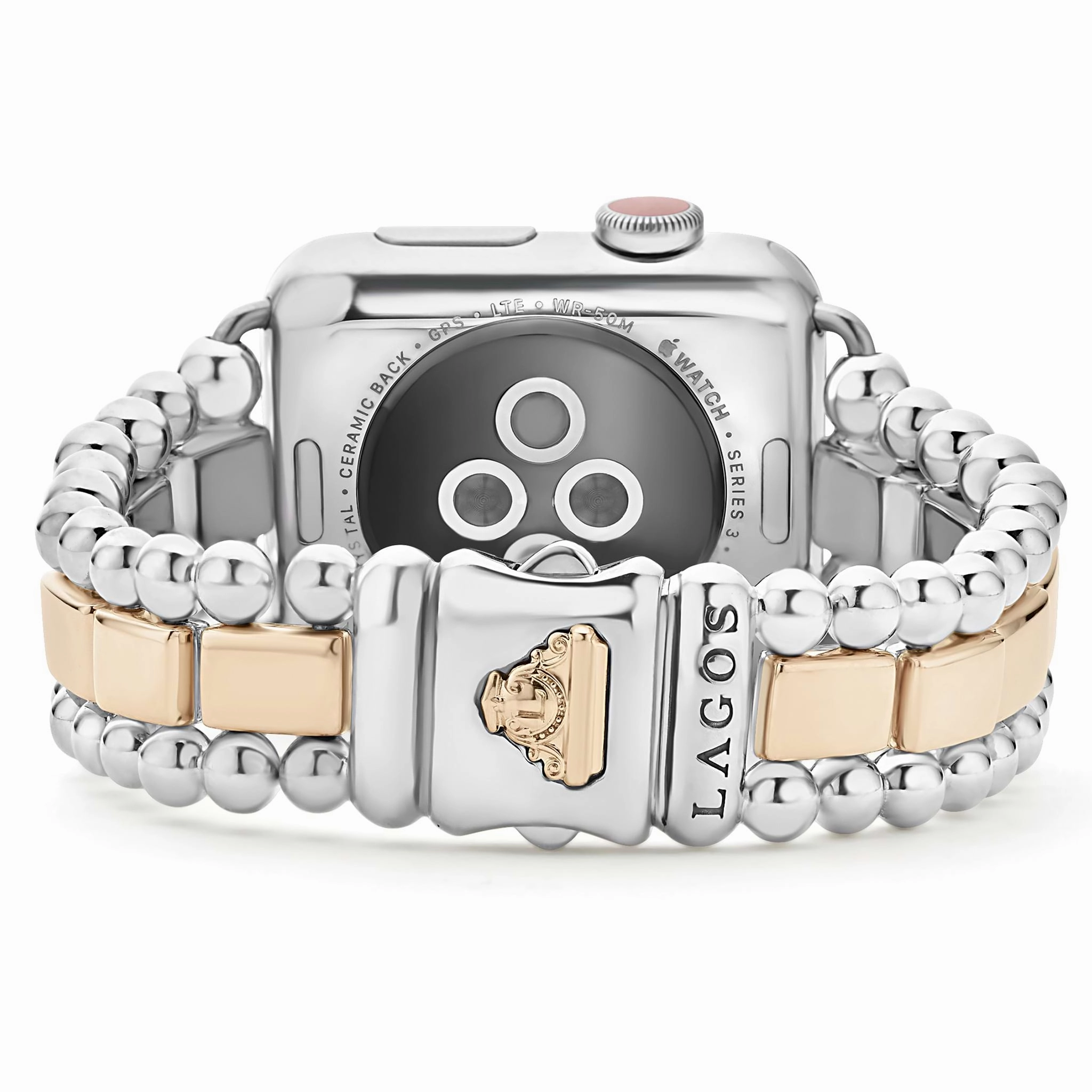 Smart Caviar 18K Rose Gold and Sterling Silver Half Diamond Watch Bracelet-38-45mm