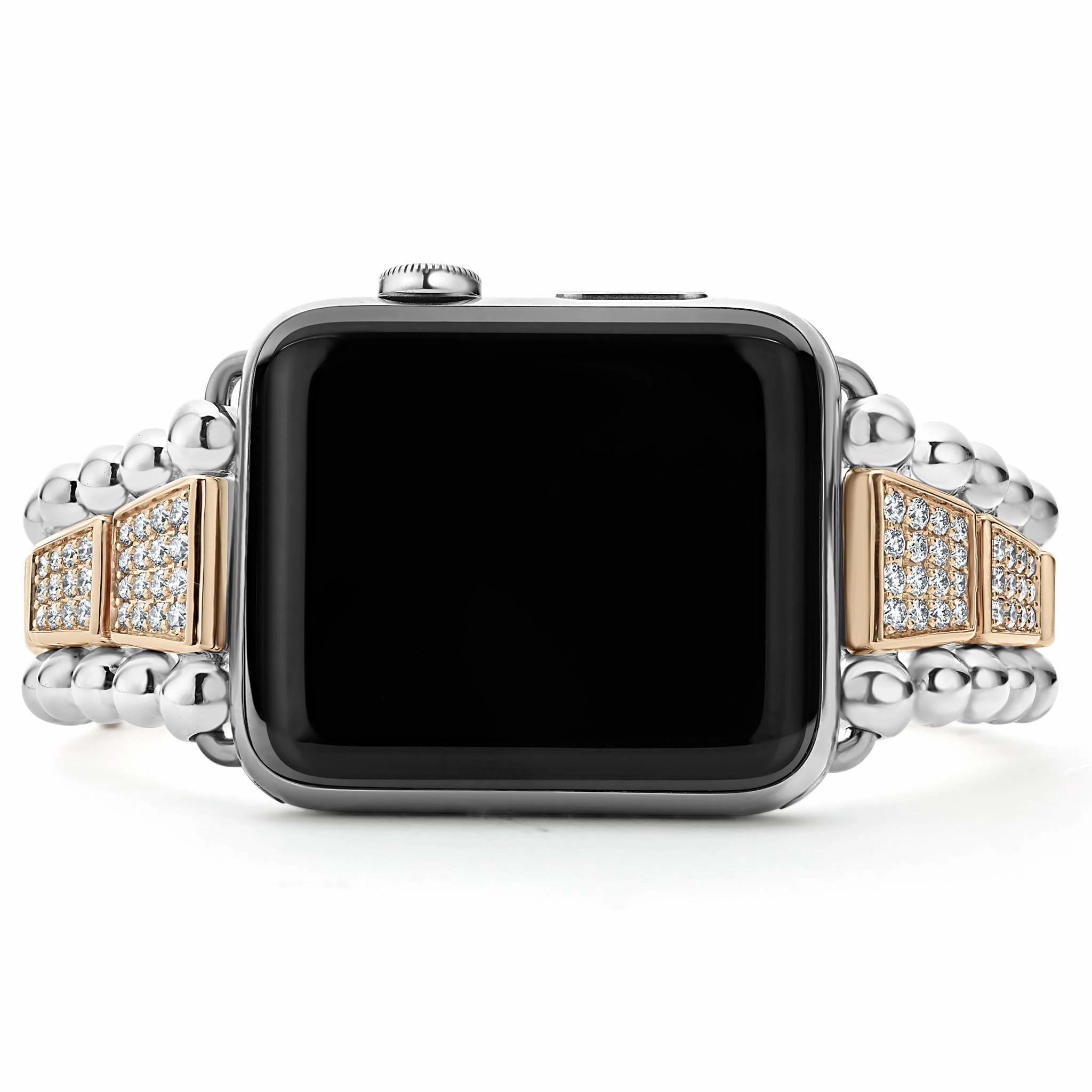 Smart Caviar 18K Rose Gold and Sterling Silver Half Diamond Watch Bracelet-42-49mm