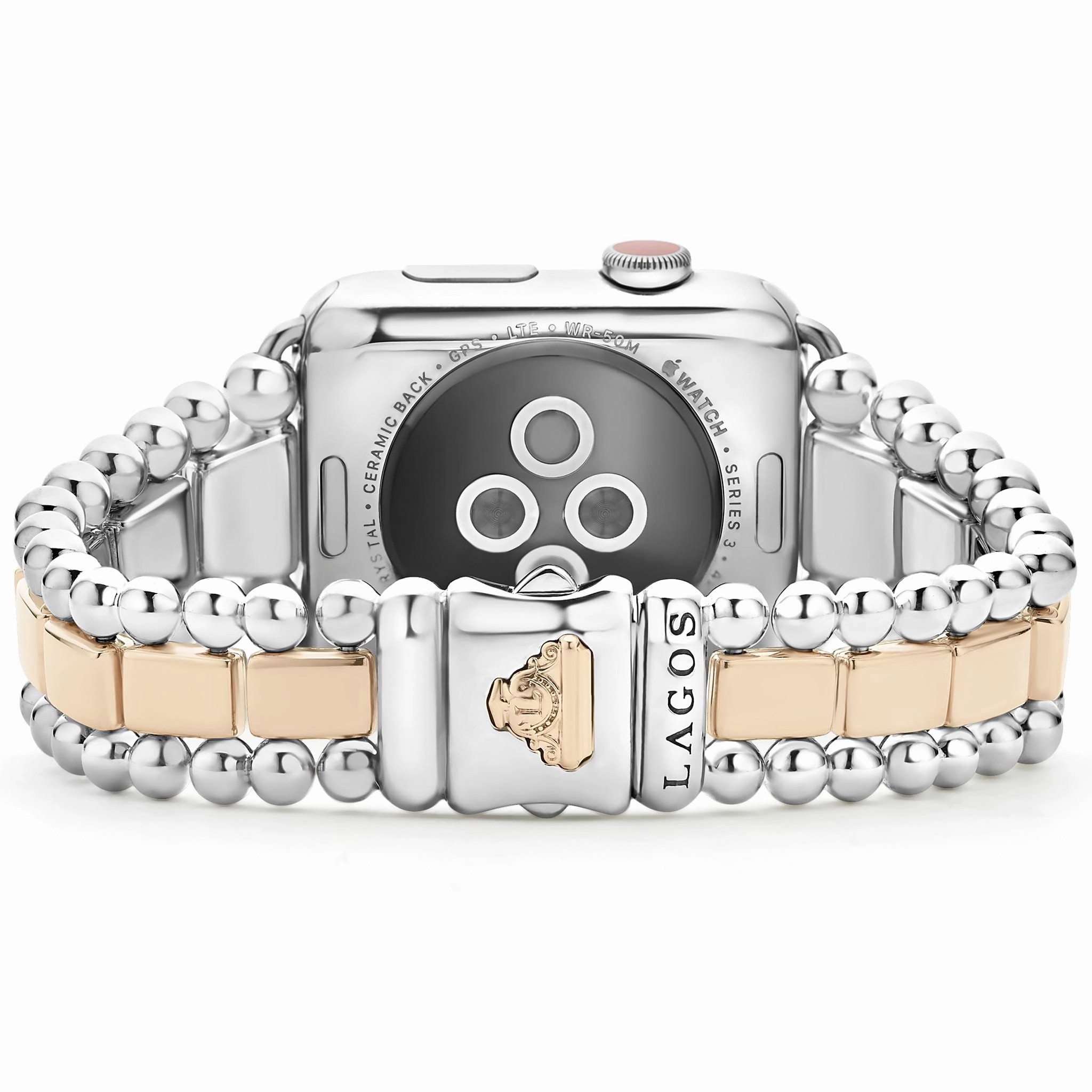 Smart Caviar 18K Rose Gold and Sterling Silver Single Diamond Watch Bracelet-42-49mm
