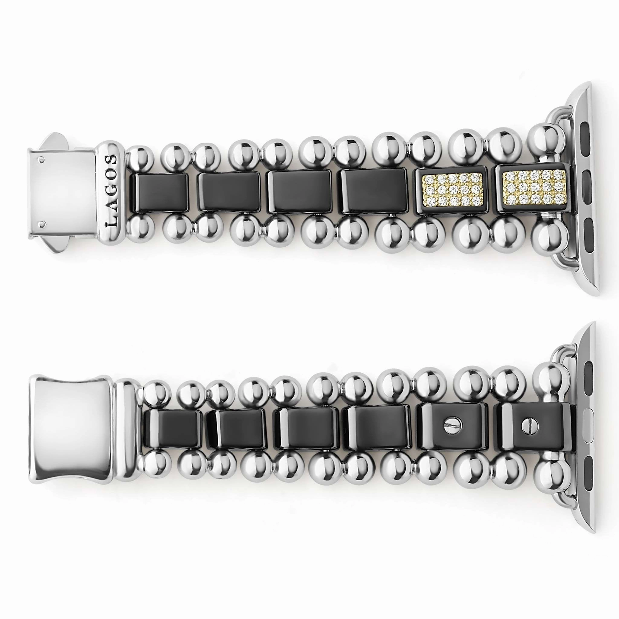 Smart Caviar Black Ceramic Half Diamond Watch Bracelet-38-45mm