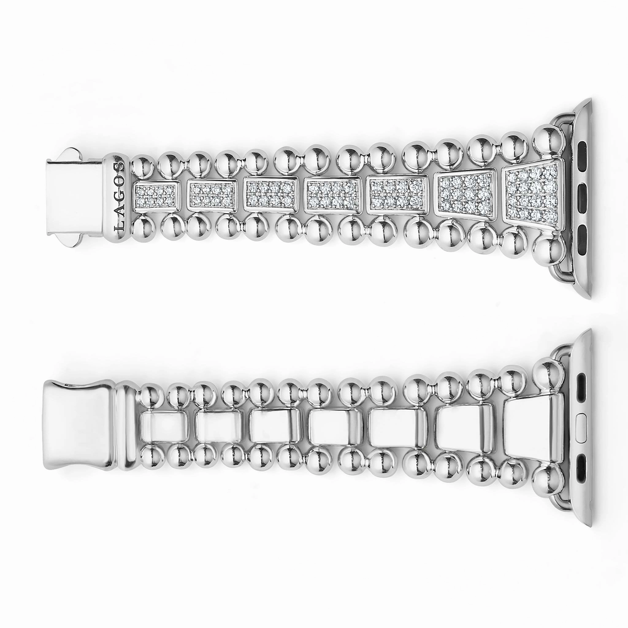Smart Caviar Sterling Silver Full Diamond Watch Bracelet-42-49mm