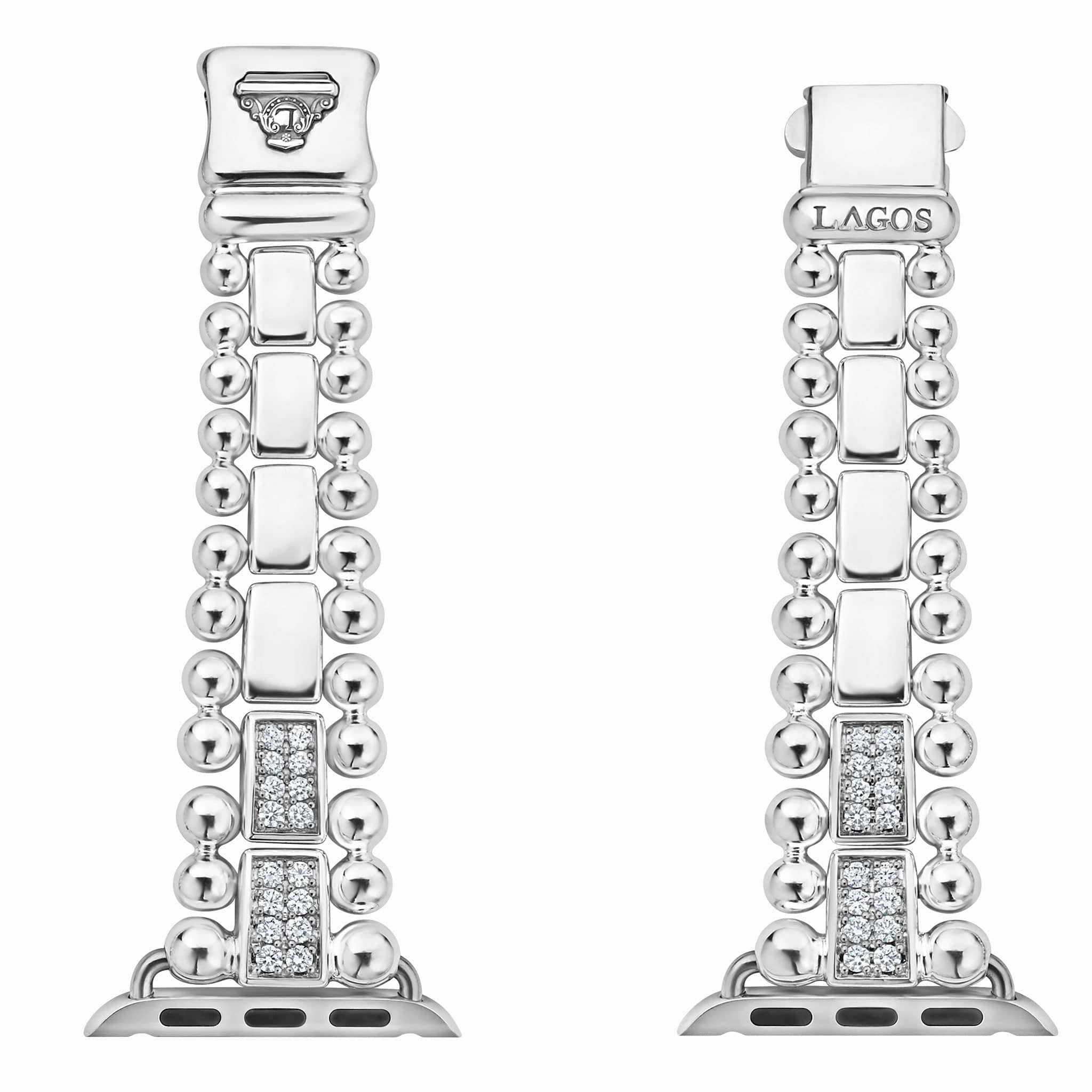 Smart Caviar Sterling Silver Half Diamond Watch Bracelet-38-45mm