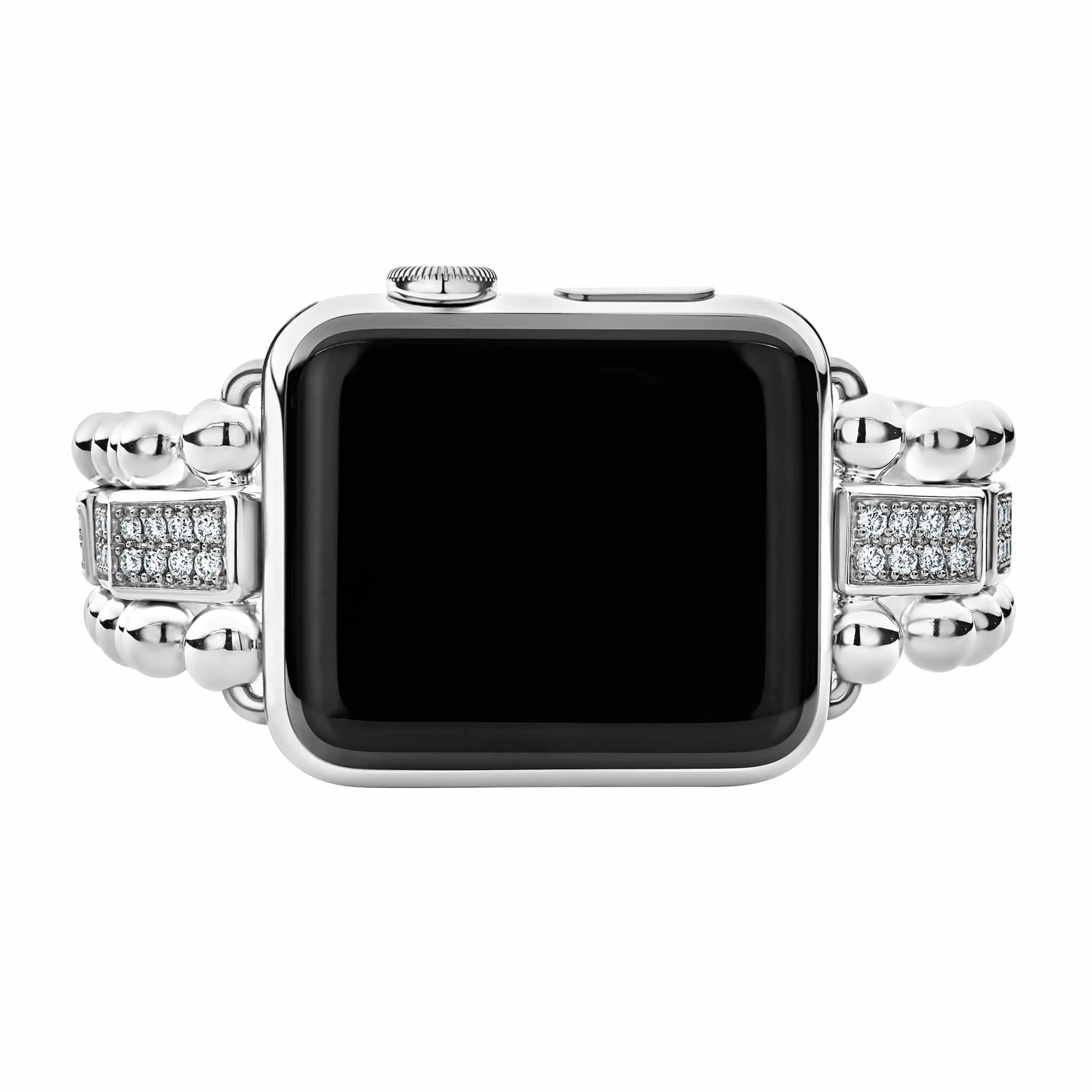 Smart Caviar Sterling Silver Half Diamond Watch Bracelet-38-45mm