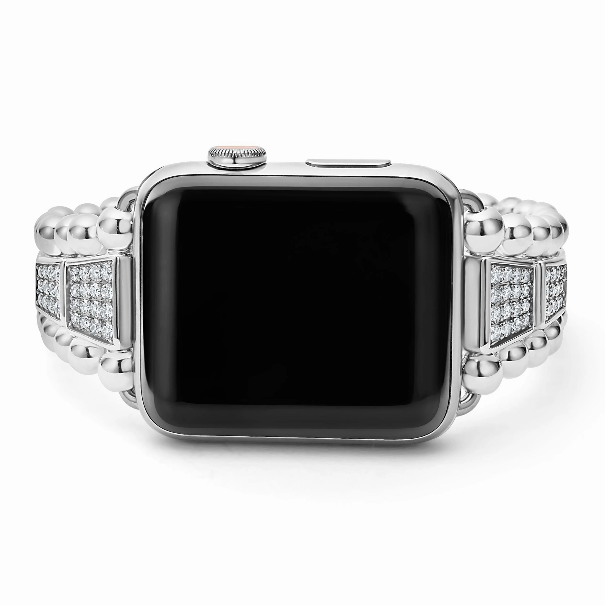 Smart Caviar Sterling Silver Half Diamond Watch Bracelet-42-49mm