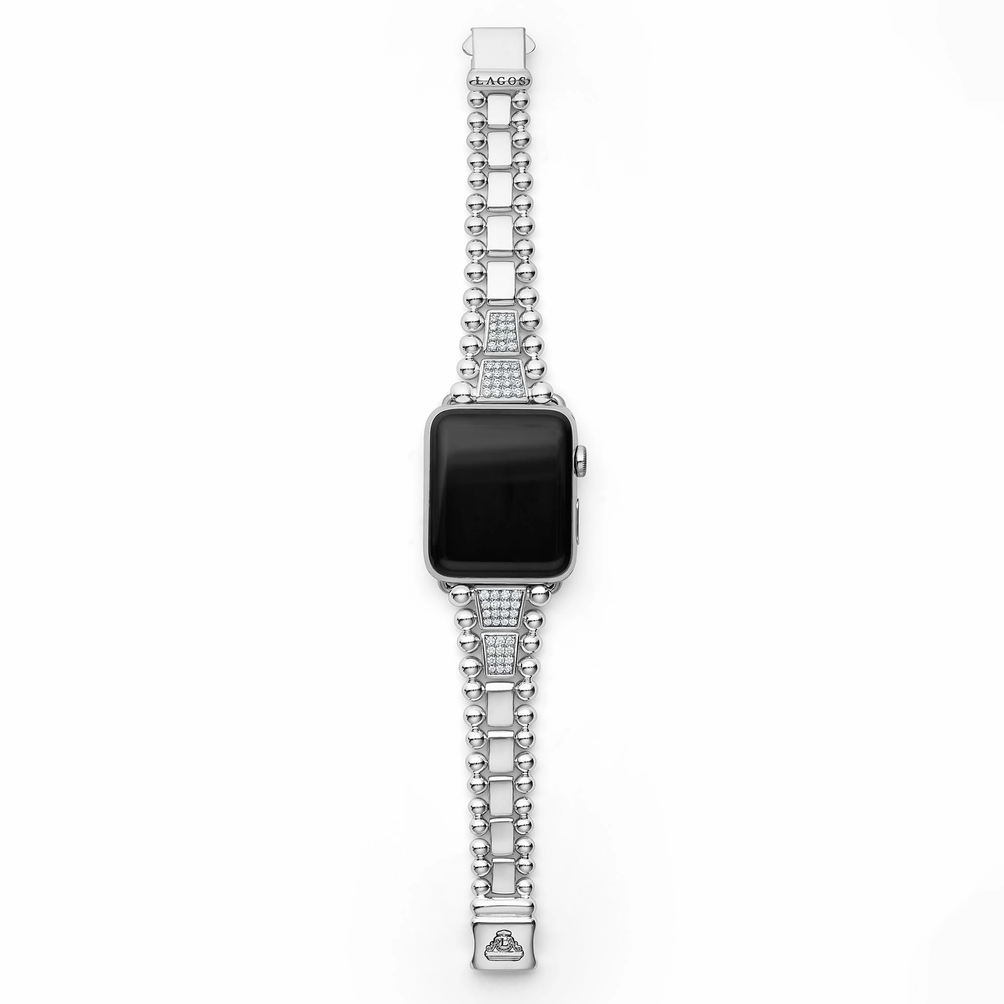 Smart Caviar Sterling Silver Half Diamond Watch Bracelet-42-49mm