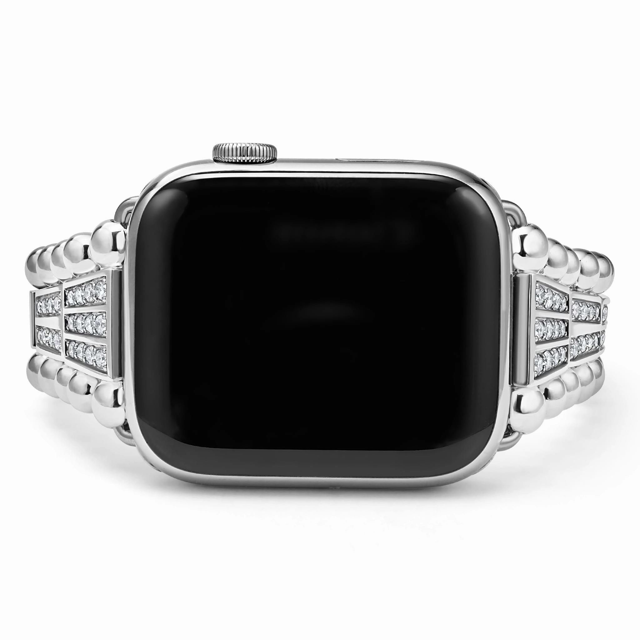 Smart Caviar Sterling Silver Two-Row Diamond Watch Bracelet - 42-49mm