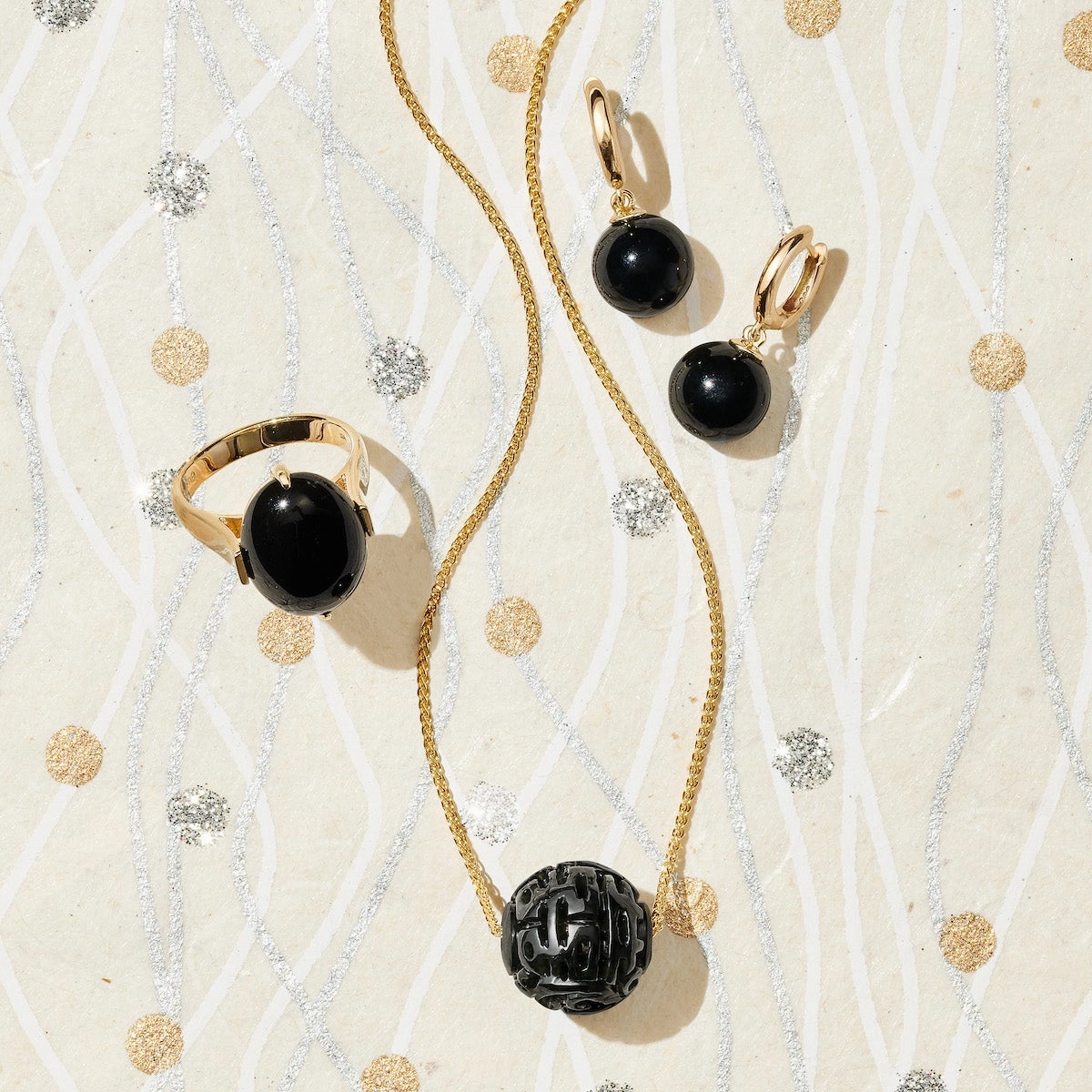 Soho Earrings in Black Jade