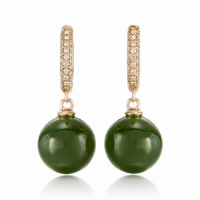 Soho Earrings in Green Jade & Diamonds