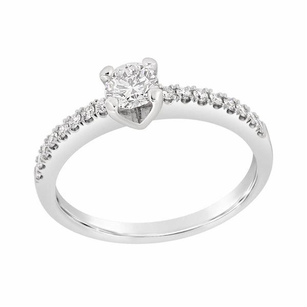 Solitaire en or blanc , diamant certifi?? GIA