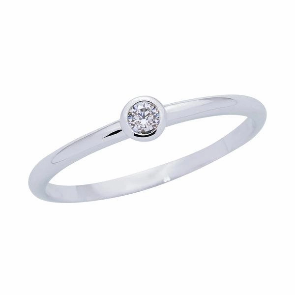 Solitaire en or blanc serti d'un diamant.