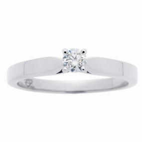 Solitaire en or blanc serti d'un diamant.