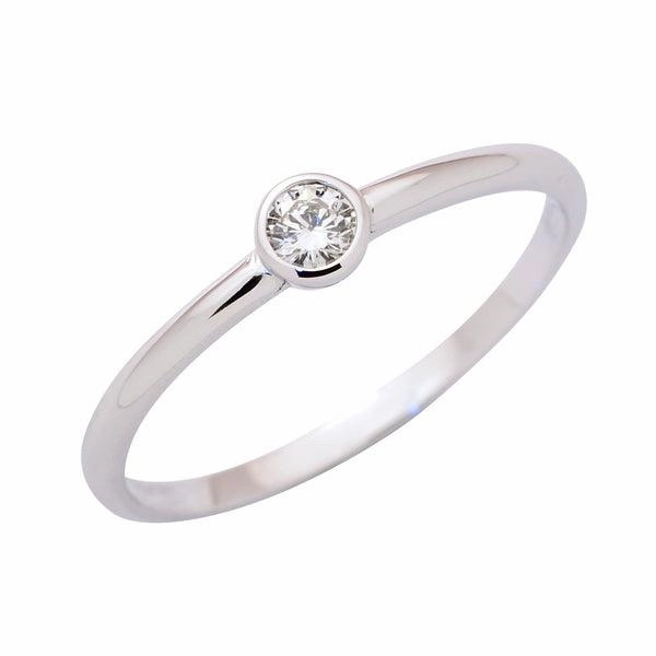 Solitaire en or blanc serti d'un diamant.