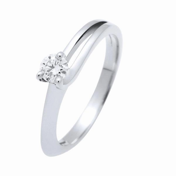 Solitaire en or blanc serti d'un diamant.
