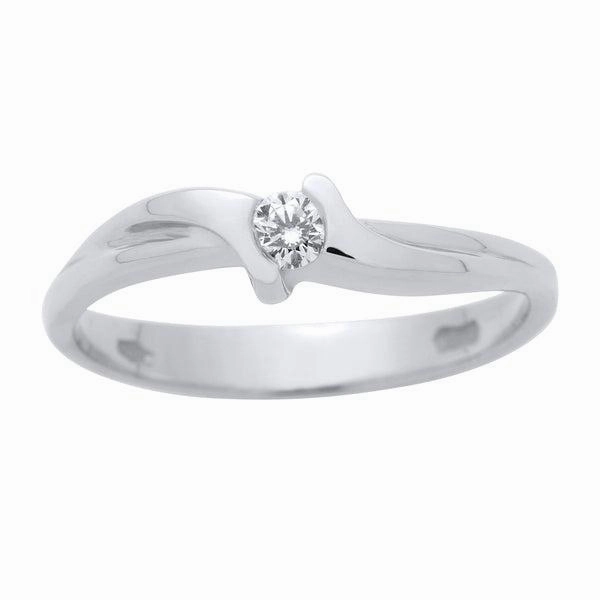 Solitaire en or blanc serti d'un diamant.