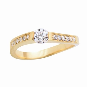 Solitaire en or jaune, diamant certifi?? GIA