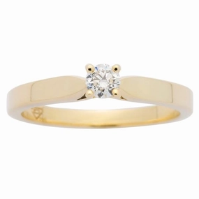 Solitaire en or jaune serti d'un diamant.