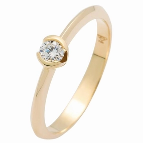 Solitaire en or jaune serti d'un diamant.