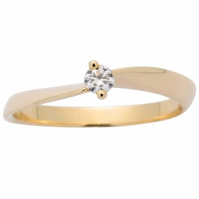 Solitaire en or jaune serti d'un diamant.