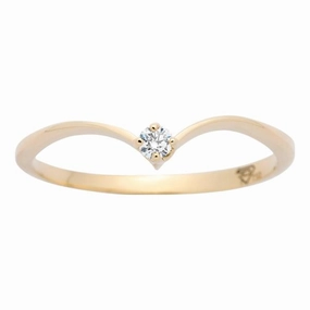Solitaire en or jaune serti d'un diamant.