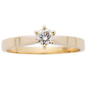 Solitaire en or jaune serti d'un diamant.