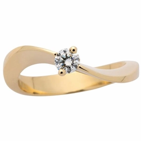 Solitaire en or jaune serti d'un diamant.