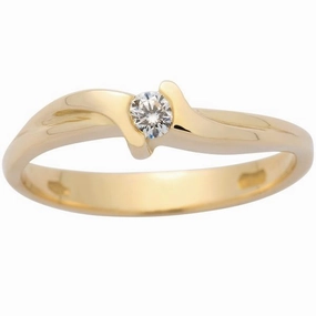 Solitaire en or jaune serti d'un diamant.