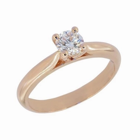 Solitaire en or rose , diamant certifi?? GIA