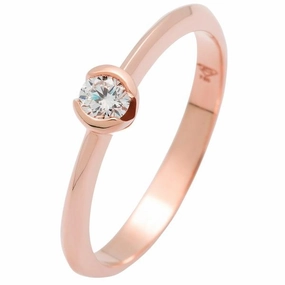 Solitaire en or rose sertie d'un diamant.