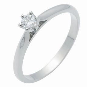 Solitaire or blanc 6 griffes serti d'un diamant