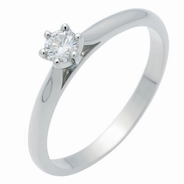 Solitaire or blanc 6 griffes serti d'un diamant