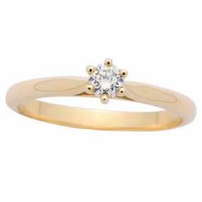 Solitaire or jaune serti d'un diamant