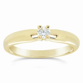 Solitaire or jaune serti d'un diamant