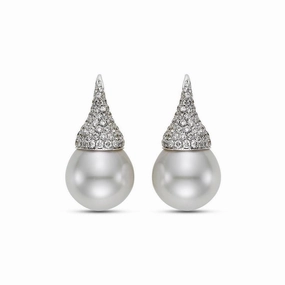 South Sea Pearl & Pav Diamond Kiss Earrings