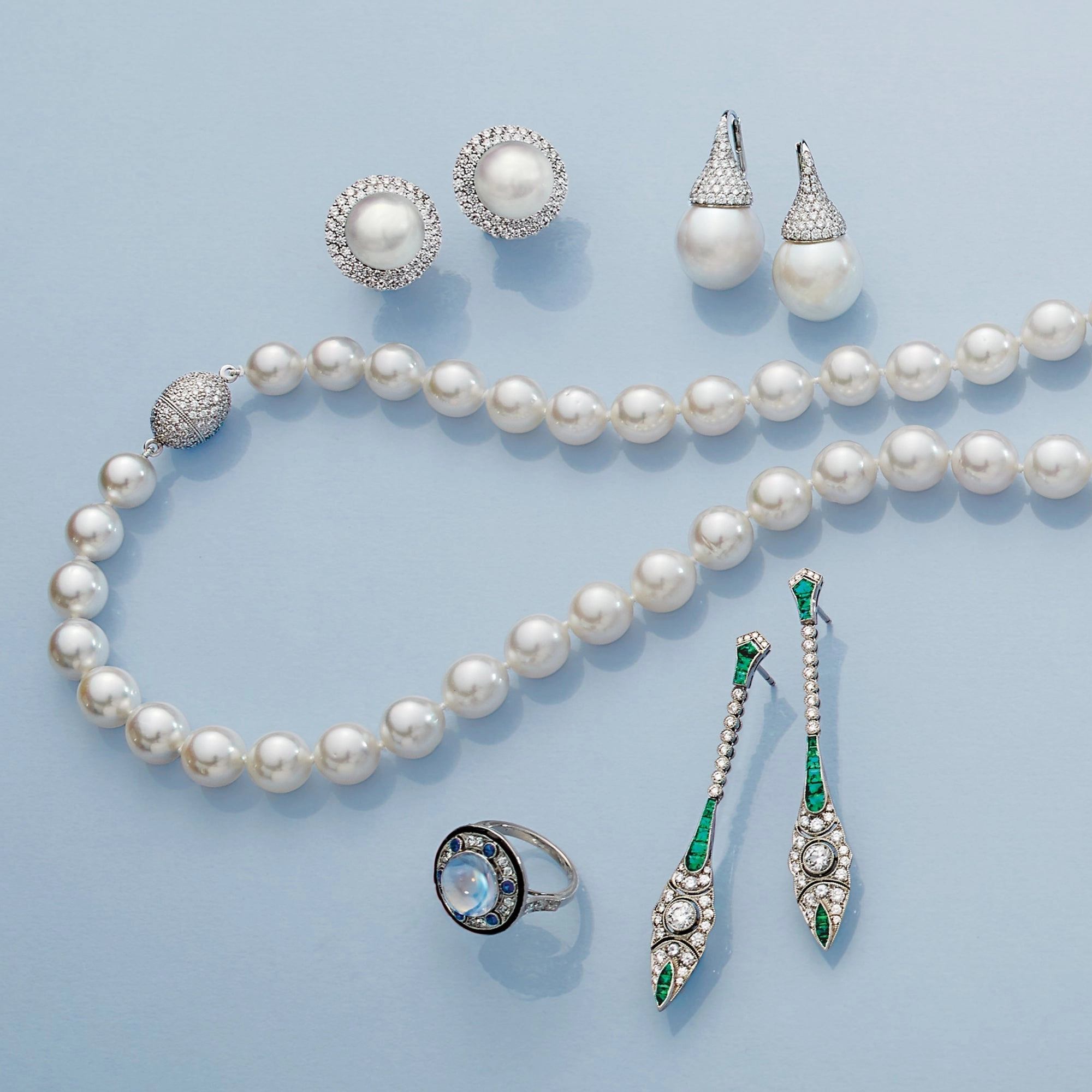 South Sea Pearl & Pav Diamond Kiss Earrings