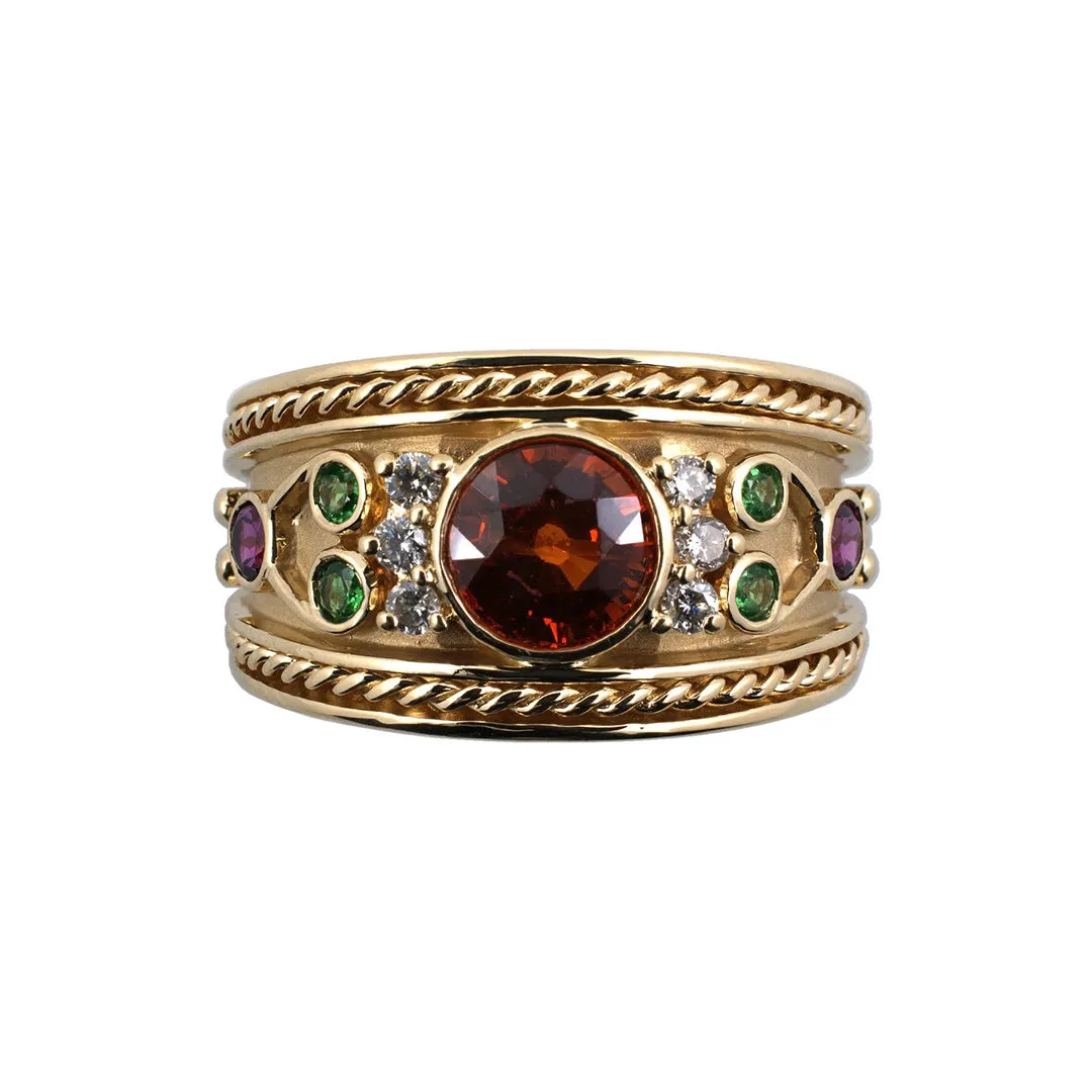 Spessartite, Tsavorite & Rhodolite Garnet Ring