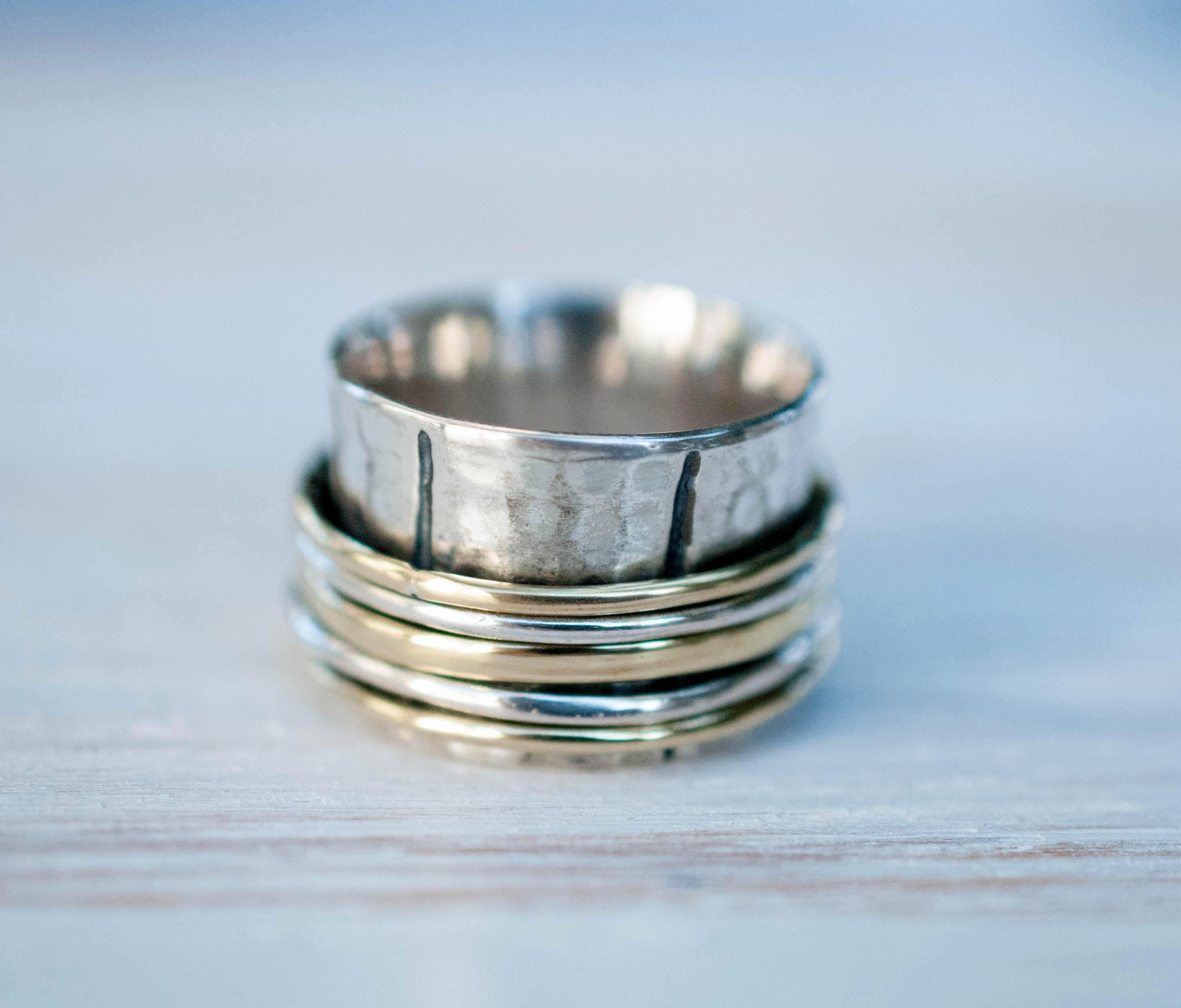 Spinner Ring ~ Sterling Silver 925 & Bronze ~ MS010