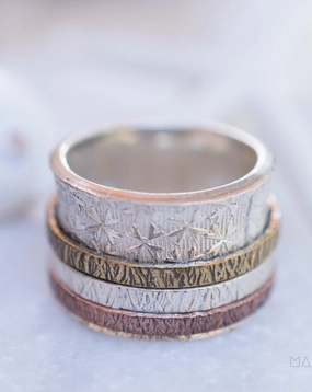 Spinner Ring ~ Sterling Silver 925, Copper and Bronze ~ MS025