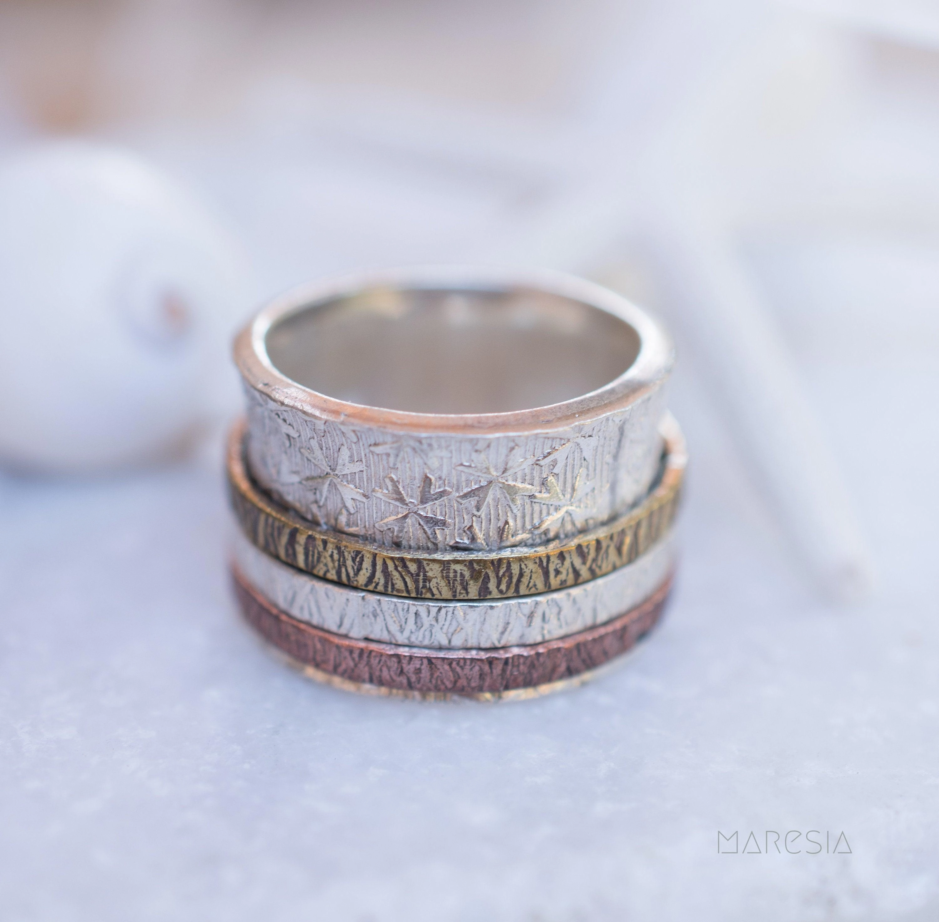 Spinner Ring ~ Sterling Silver 925, Copper and Bronze ~ MS025