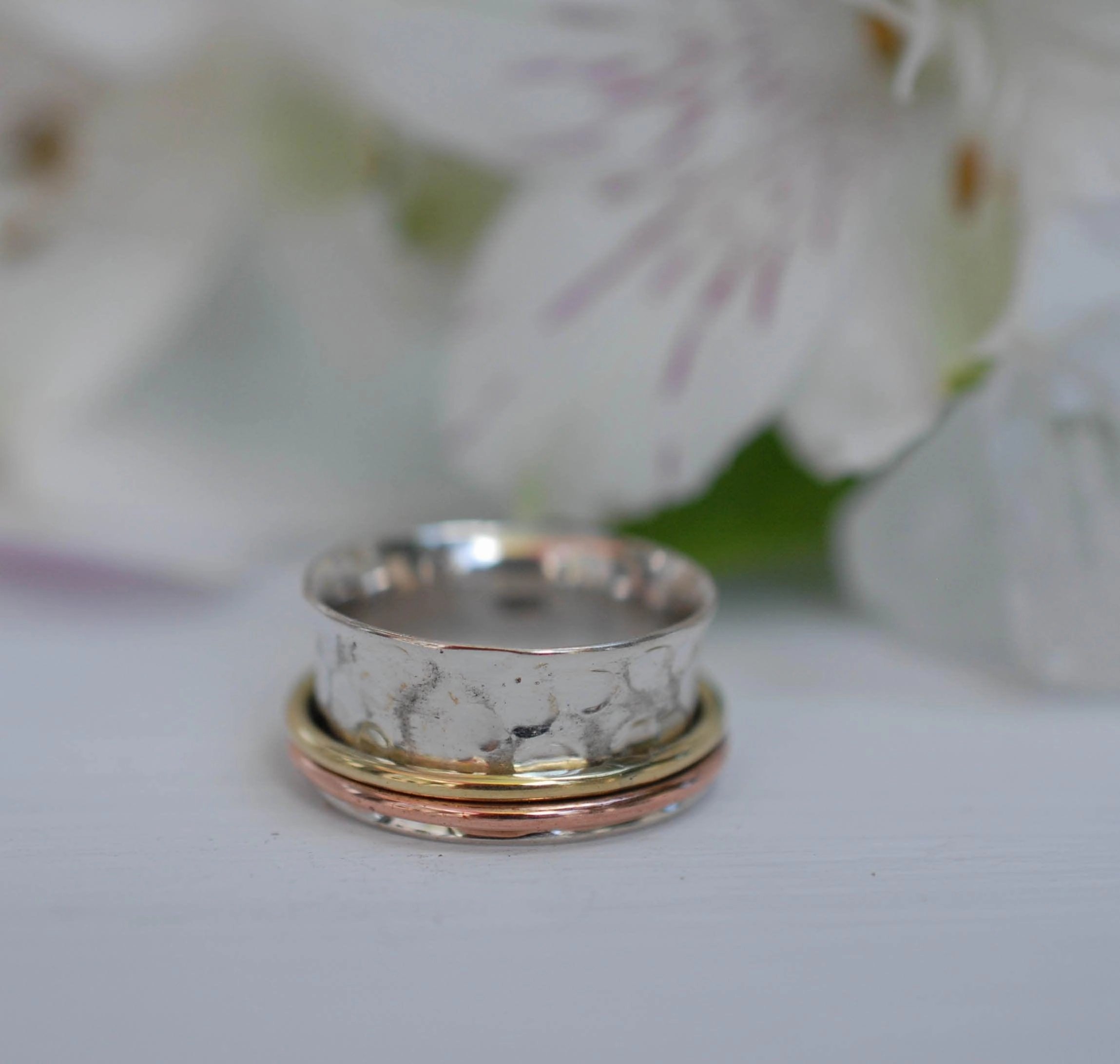 Spinner Ring ~Sterling Silver 925 & Copper & Bronze ~MS001