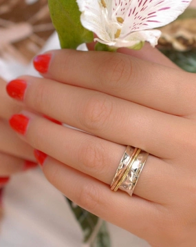 Spinner Ring ~Sterling Silver 925 & Copper & Bronze ~MS001