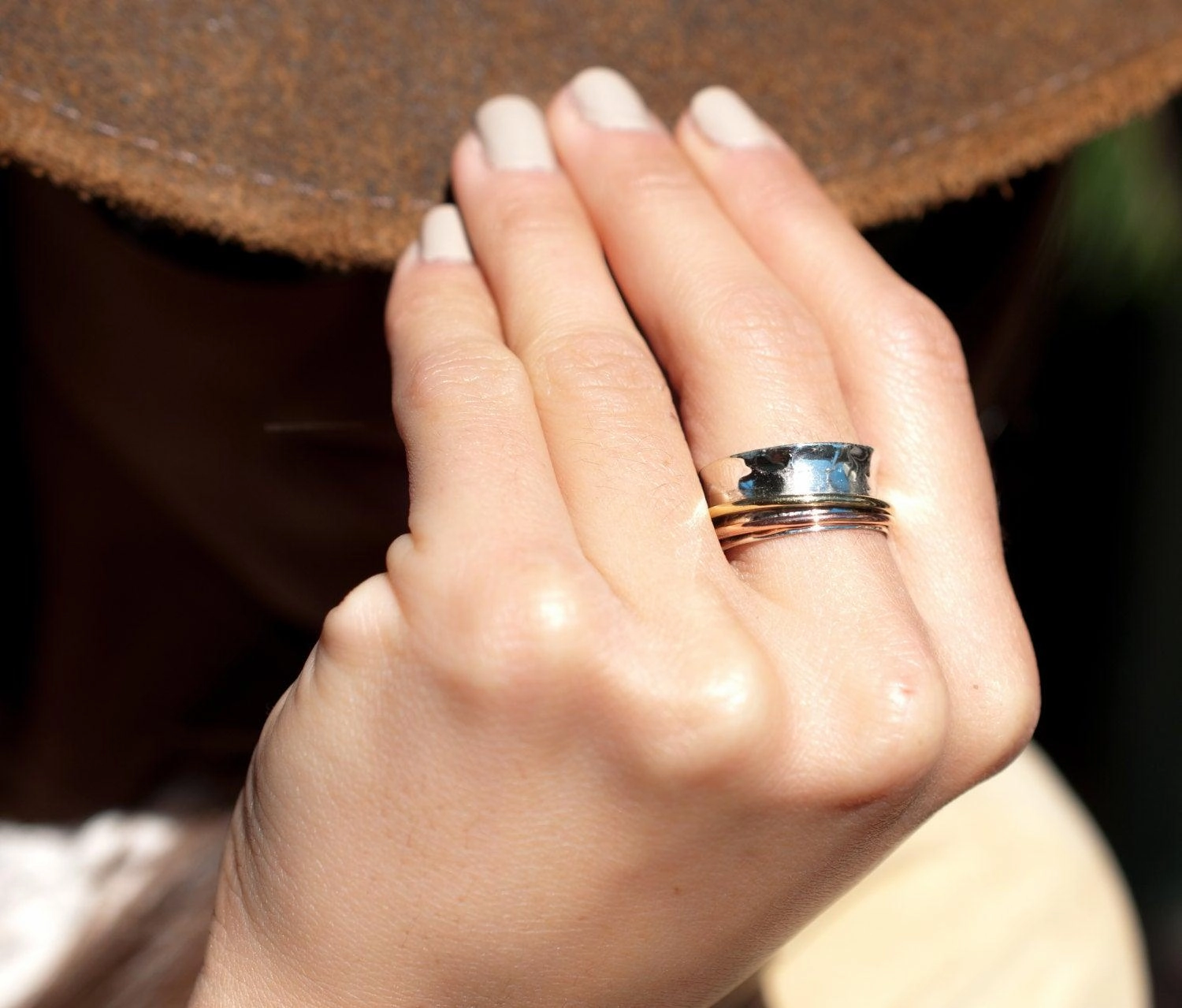 Spinner Ring ~Sterling Silver 925 & Copper & Bronze ~MS001