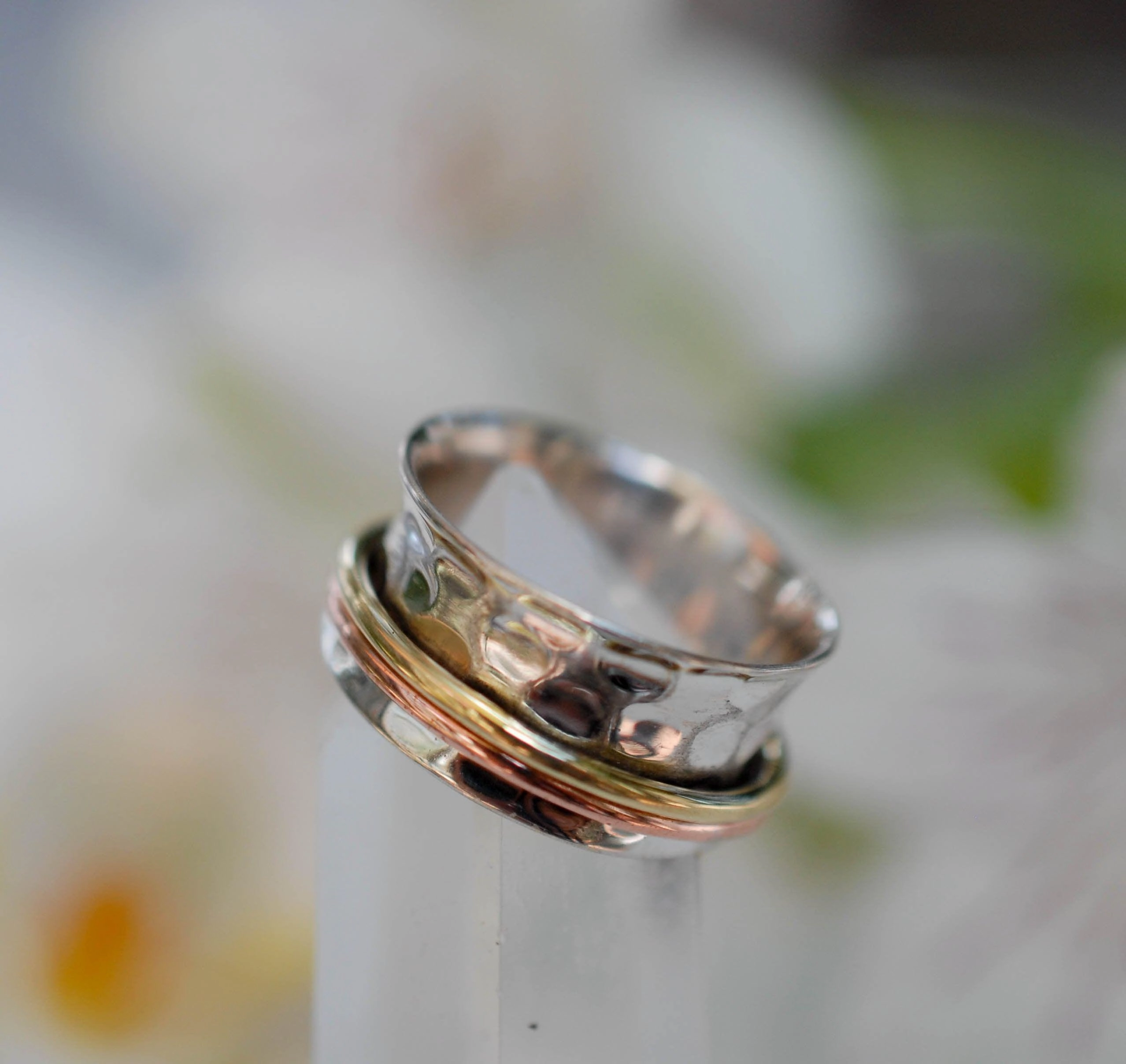 Spinner Ring ~Sterling Silver 925 & Copper & Bronze ~MS001